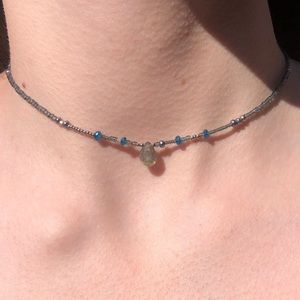 Labradorite and pearl choker